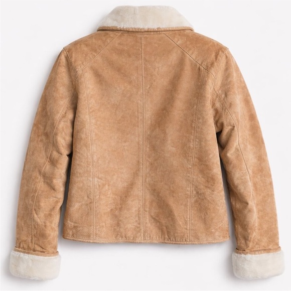 Vintage Adler Collection Tan Suede Shearling Lined Leather Cream Y2K Coat Jacket - Picture 2 of 4